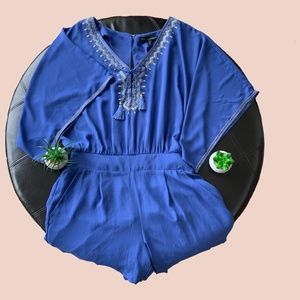 WHBM Blue Embroidered romper